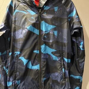 Nike Jacket Adult Small Blue Camo Hoodie NTF Track & Field Packable Lightweight